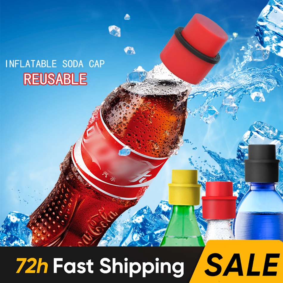 Soda Cap Inflatable Air Tight Soda Sealer Fizzy Drink Carbonated Beverage Cola Bottle Stopper Saver Carbonation Keeper