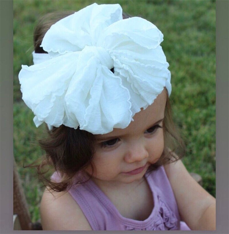 2020 Spring Baby Lace Bows Big Bowknot Solid Color Newborn Headbands Infant Girls Hairbows Party Baby Hair Accessories