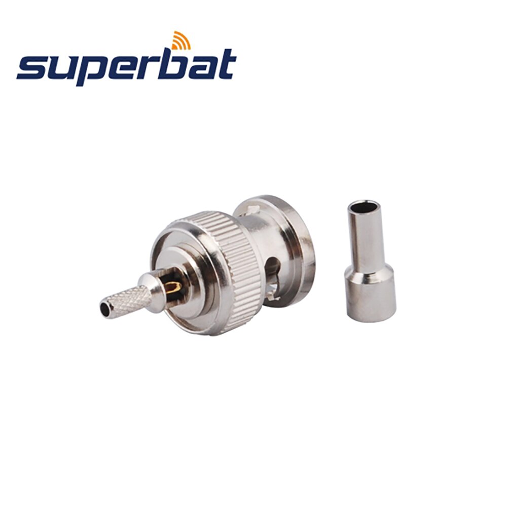 Superbat 10pcs BNC Crimp Male Connector for RG174,RG316,LMR100,1.13mm,1.37mm Cable