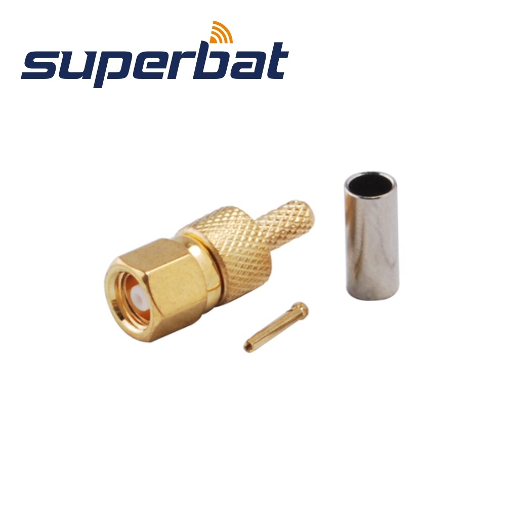 Superbat 10pcs SMC Crimp Male RF Coaxial Connector for Cable RG174,RG178,RG316,LMR100