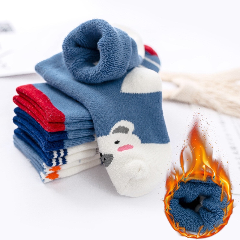 5 Pairs/Lot Winter Plus Cotton Thicken Kids Socks Thermal Warm Sock Children Toddler Baby Girls Boys Floor Socks For 1-10 Years