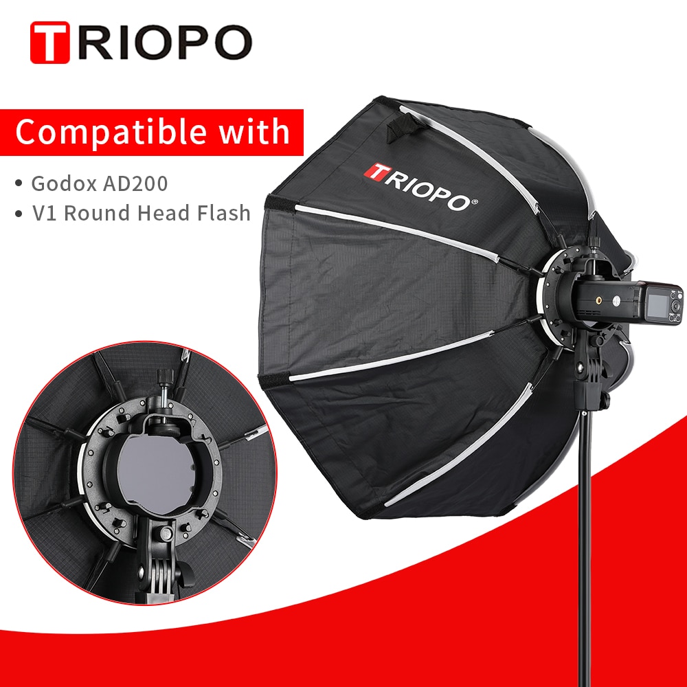 TRIOPO Newest KX 65CM Softbox Octagon Umbrella Light Box For Godox AD200 V1 Speedlite Flash Light Photography Studio Accessories