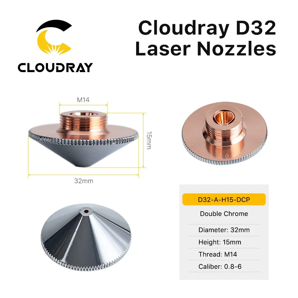 Cloudray Raytools Dia.32mm H15 Caliber 0.8-6.0 Single/Double Layers Welding Laser Nozzles for Fiber