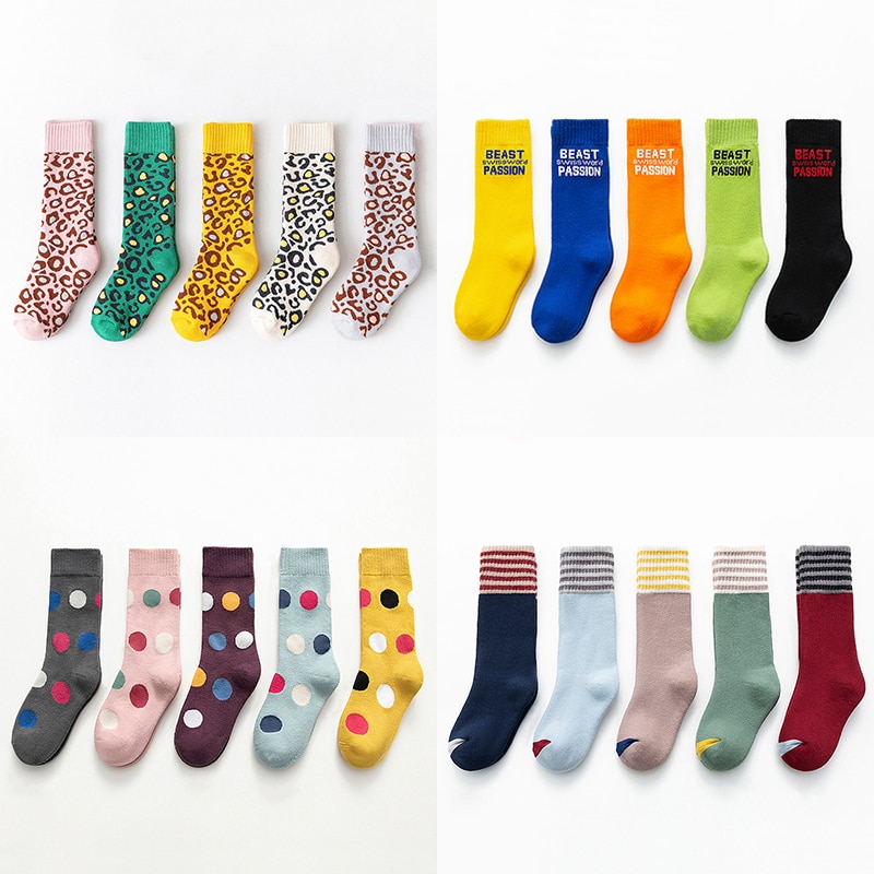 5Pairs/Pack 3-12T Spring and autumn terry socks Boys Girls Kids Socks Children Socks