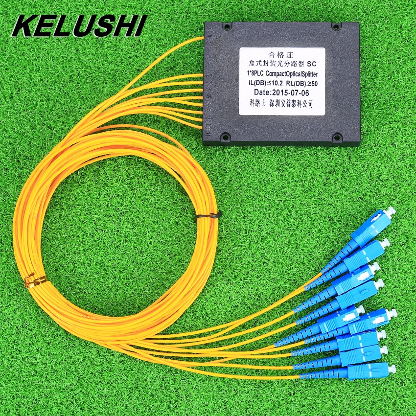 KELUSHI SC Fiber Splitter 1x8 Telecom PLC Cassette Compact Fiber Optic Splitter Planar Waveguide Fiber branching 1:8 Port device