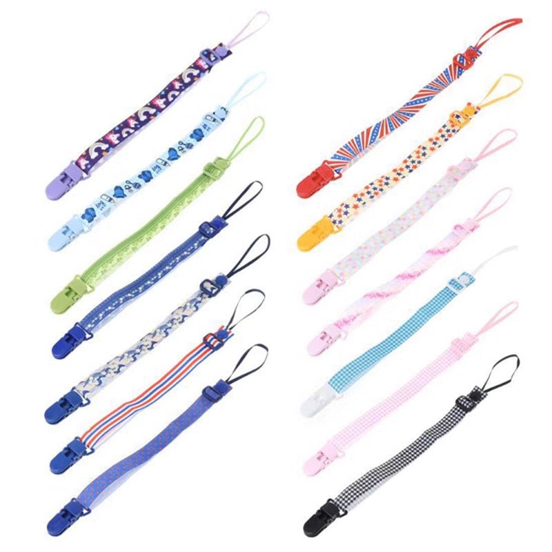 5Pcs Random Color Toddler Baby Cartoon Pacifier Strap Chain Clip Nipple Holder