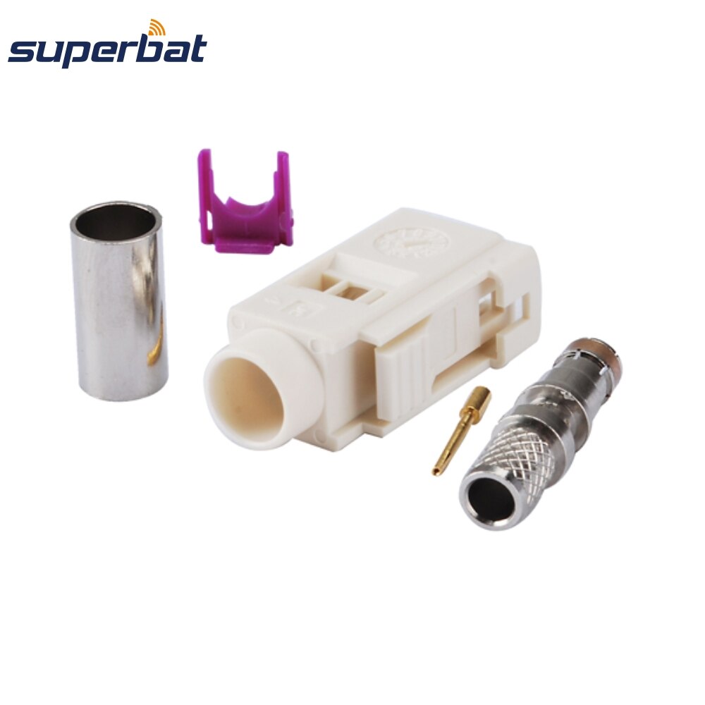 Superbat 10pcs Fakra B White/9001 Female Connector Antenna Auto Radio With Phantom Crimp for LMR195 RG58 RG142 RG400 Cable