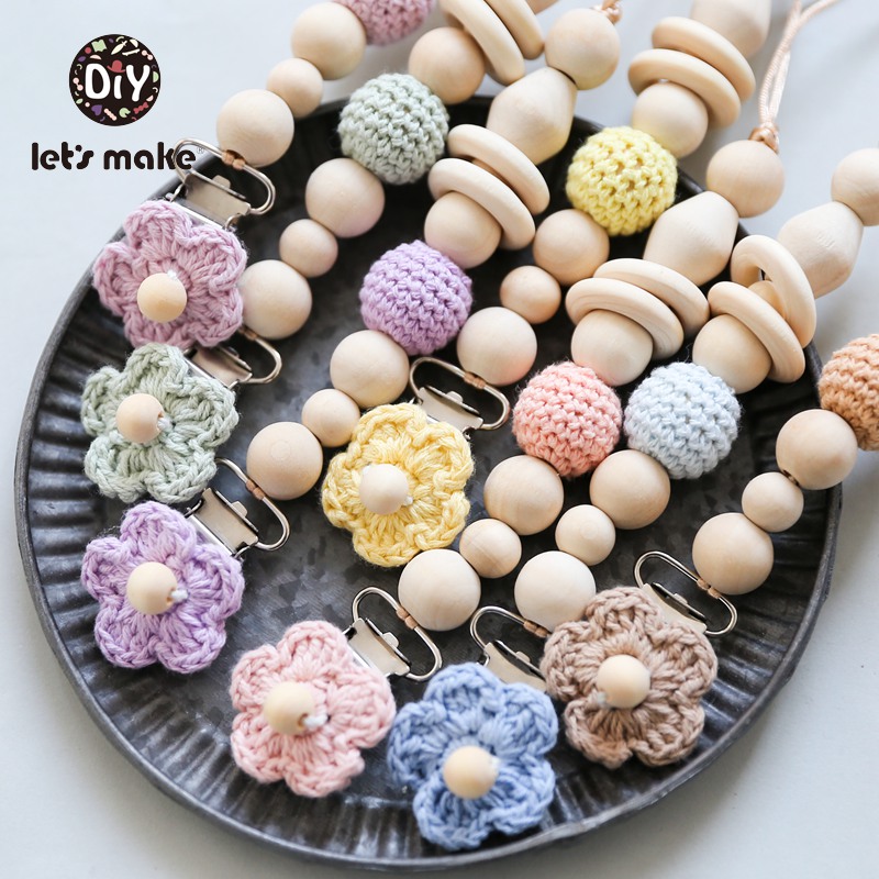 Let's Make Baby Pacifier For Newborns Attache Tetine 1PC Crochet Flower Leaves Accessories Metal Dummy Teat Holder For Nipp