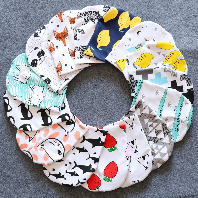Cute Baby Hat Knit Cotton Cartoon Bear Cat Print Baby Caps For Boys Girls Spring Autumn Winter Children's Hats Child Beanie