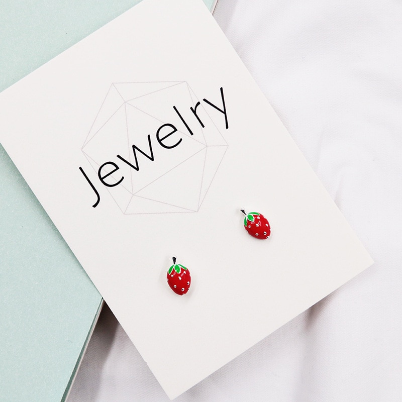 Real 100% 925 Sterling Silver strawberry Stud Earrings for Women Girls Fashion sterling-silver-jewelry brincos brinco