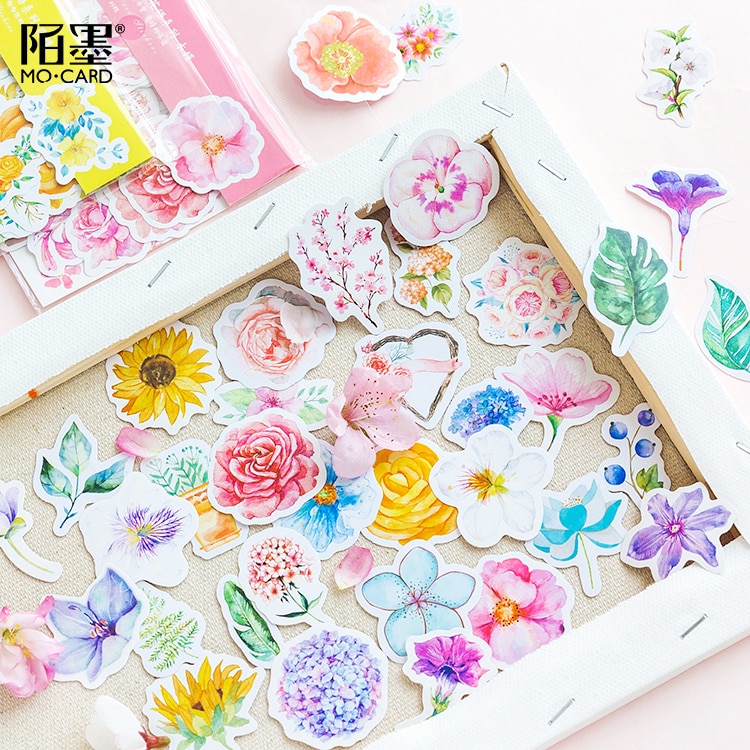 45pcs/1pack Stationery Stickers Cartoon Flower Diary Planner Decorative Mobile Stickers Scrapbooking DIY Craft Stickers