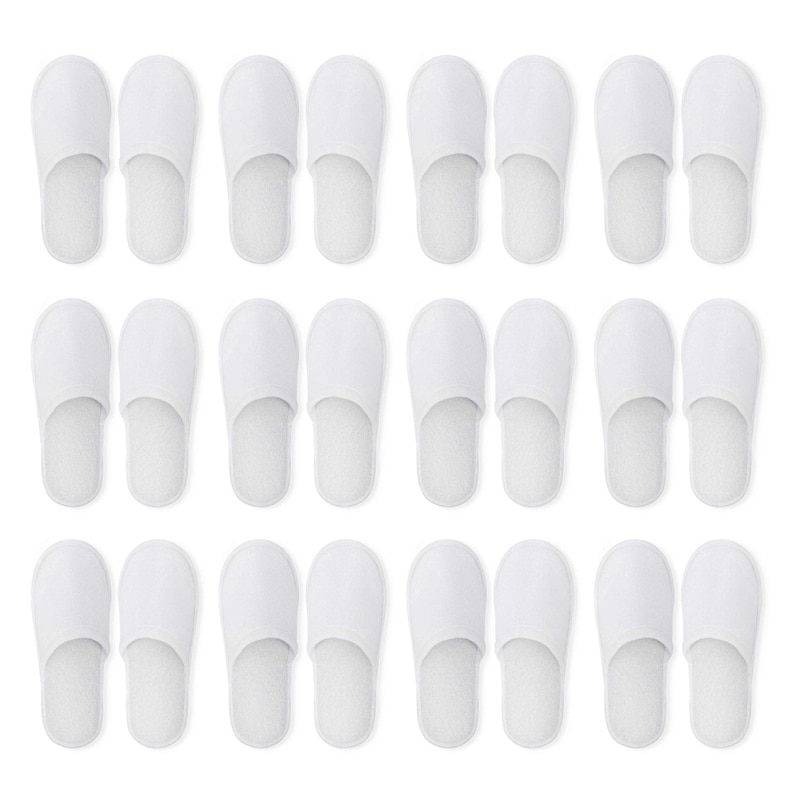 Disposable Slippers,12 Pairs Closed Toe Disposable Slippers Fit Size for Men and Women for Hotel, Spa Guest Used, (White)