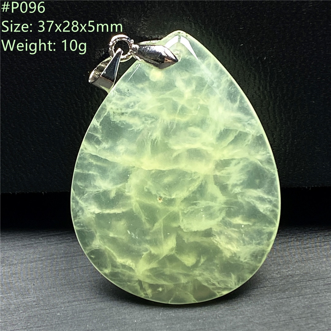 Top Natural Green Prehnite Pendant For Women Lady Men Wealth Luck Healing Reiki Gift Crystal Beads Gemstone Silver Jewelry AAAAA