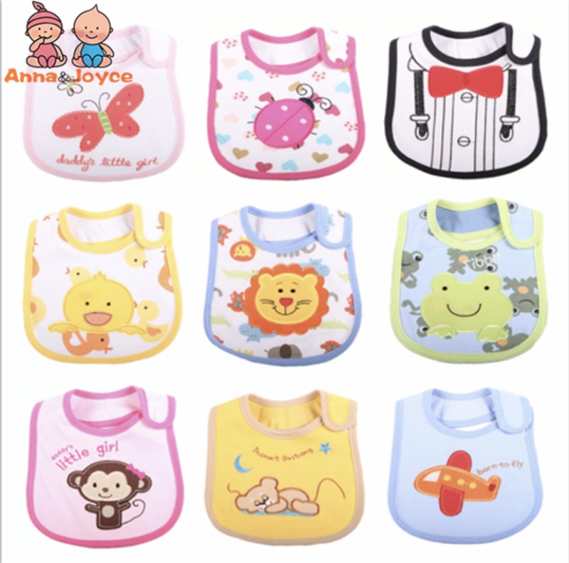 12pcs/Lot Cotton Baby Boys Girls Bibs Infant Embroidered Saliva Towels Waterproof