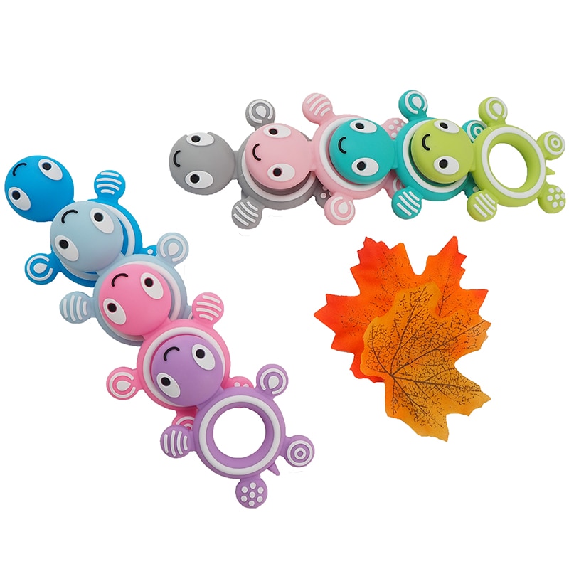 Chenkai 5PCS Baby Silicone Cute Turtle Teethers BPA Free Baby Tiny Rod Teething Food Grade DIY Chew Bracelet Necklace Kids Toys