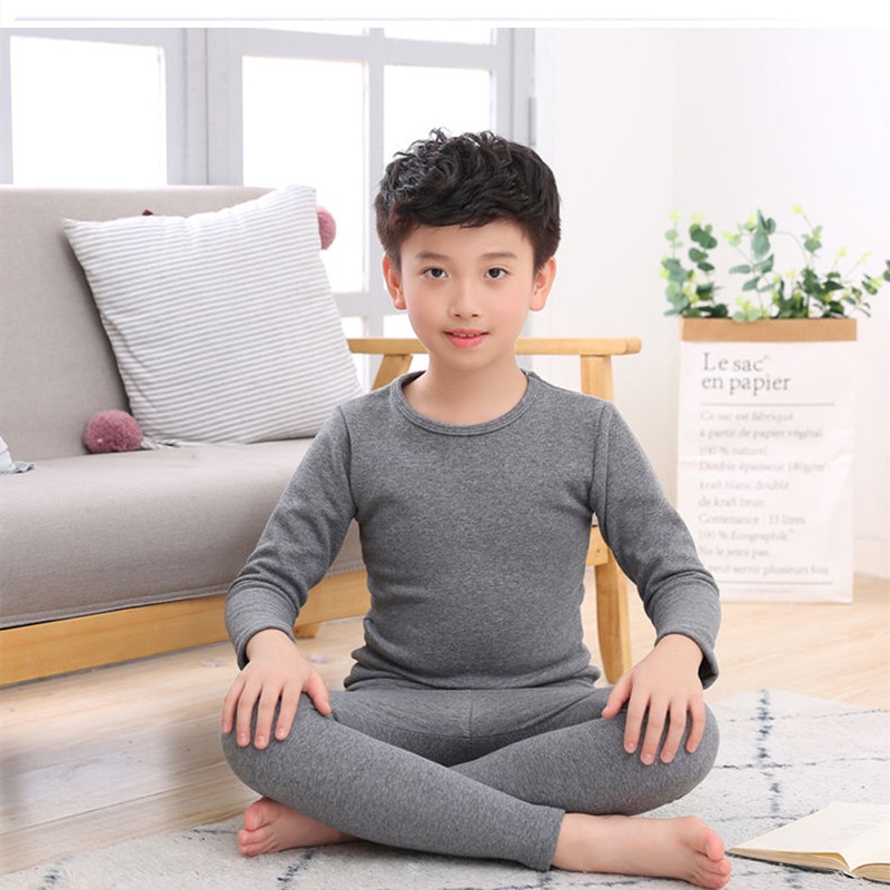 2pcs/set Mirco Velvet Children Boys Pajamas Thermal Underwear Girl Sleepwear Long Johns Nightwear Tops Pant Night Clothes Clothi
