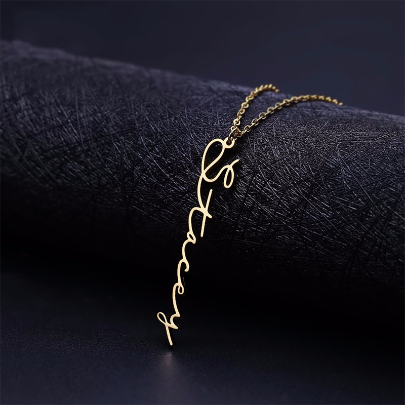 Simple Custom Vertical Name Pendant Necklace Personalized Jewelry Men Handmade Nameplate Pendant Necklaces Women Best Friend Gif