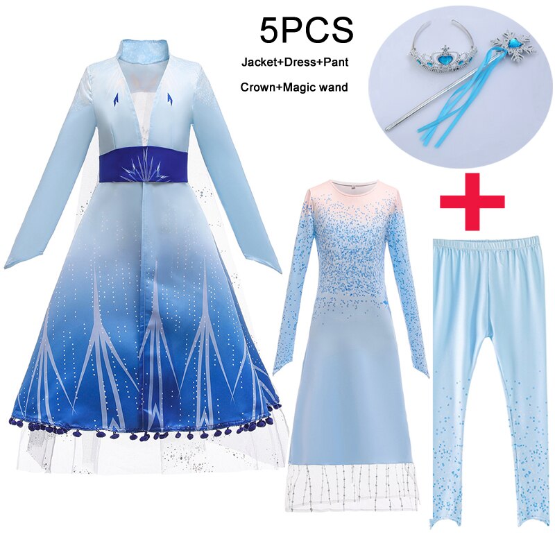2023 Snow Queen 2 Halloween Costume Kids Cosplay Dress For Girls Children's Clothing 3-12 Years Cartton Princess Party Dres