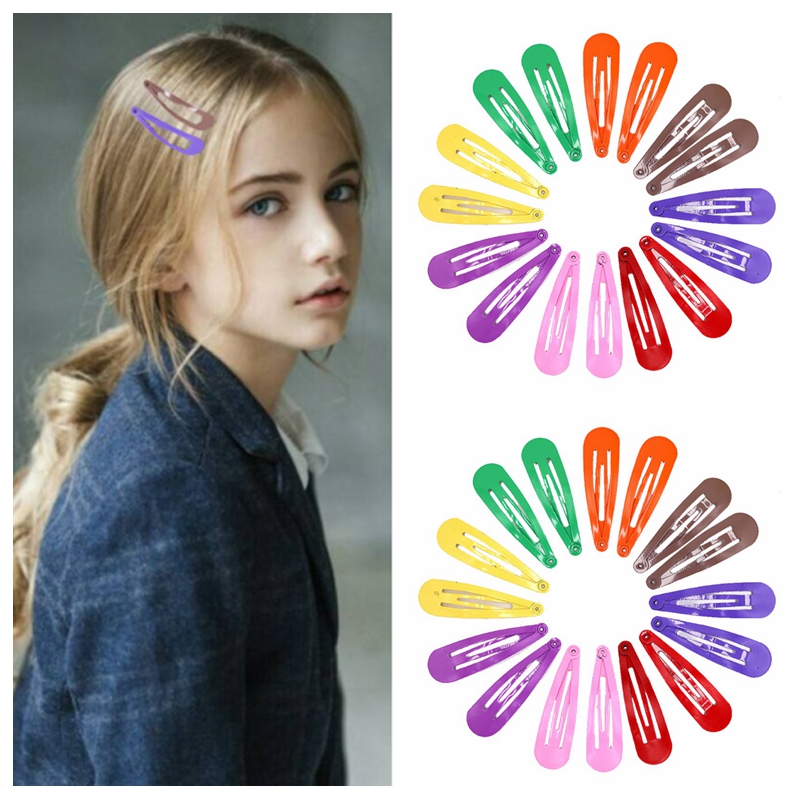 Hot Kid Girls Hair Clips Accessories Women Alloy Snap Hair Clips For Styling Teen Girl BB Hairpin Candy Colors Hair Clips Girls