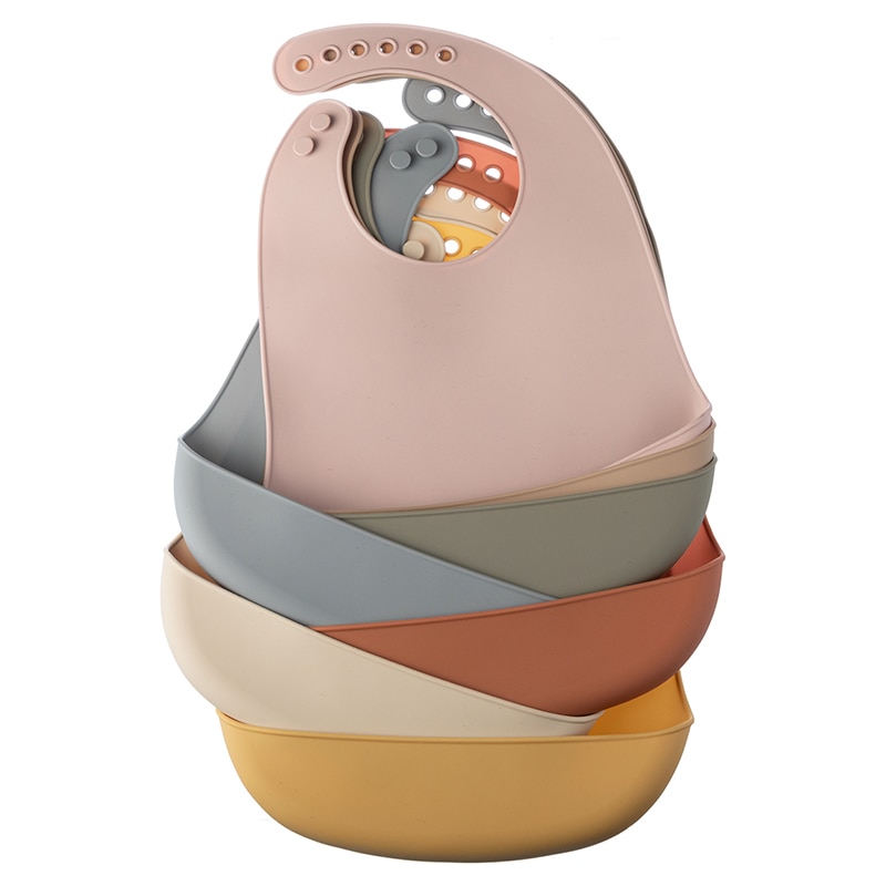 Fashionable Silicon Baby Bib Waterproof Infant Bibs Newborn Feeding Cloth Toddle Boys Girls Adjustable Different Styles of Bibs