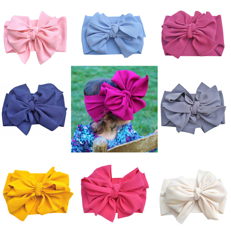Double Bows Baby Headband Wide Infant Baby Girl Headband Birthday Party Headwear Baby Turban Big Bow Hair Accessories 15 Colors