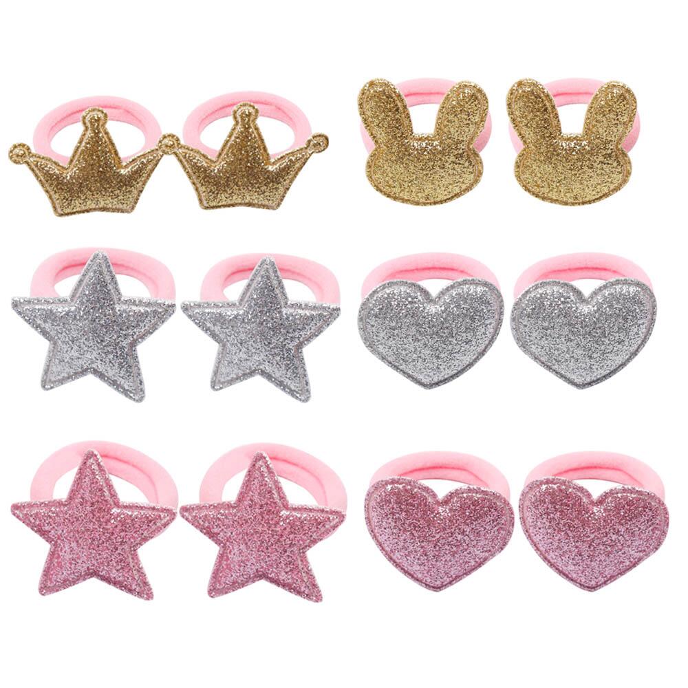12 Pcs/set Shiny Glitter Kawaii Hair Accessories Kids Elastic accesorios pelo niña Hair Band Star Hair Tie Kids Korean Hair Rope
