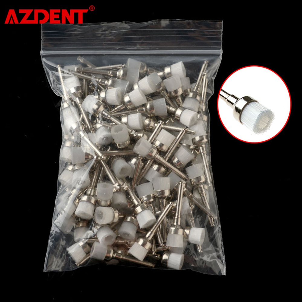 100pcs/Box AZDENT Dental Nylon Polishing Brushes Bowl / Flat Shape Latch Type (RA) Single Use