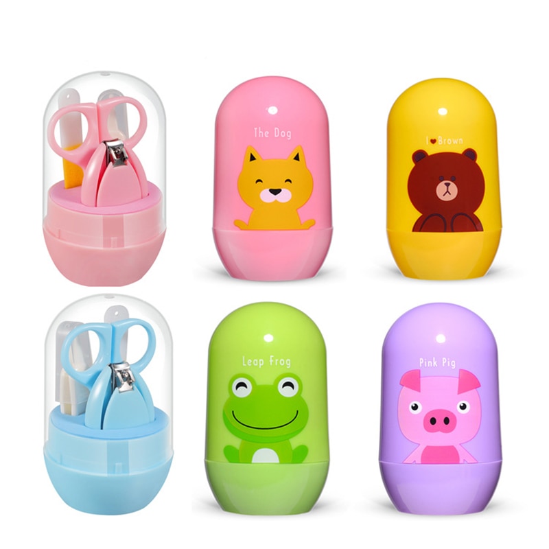 4Pcs/set Baby Nail Care Set Cute Cartoon Child Scissors Infant Nail Clipper Daily Newborn Nail Shell Shear Manicure Kit CL5824
