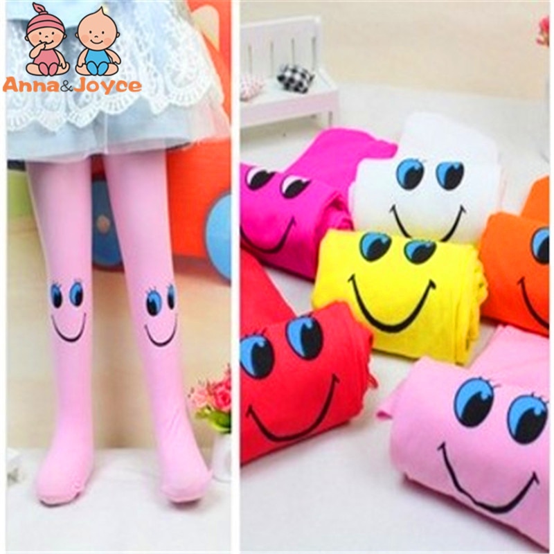 3pcs/Lot Cute Smile Pattern Clild's Trouser Velvet Kid Pantihose Girl Tights Mix Colors Suit 3-8years