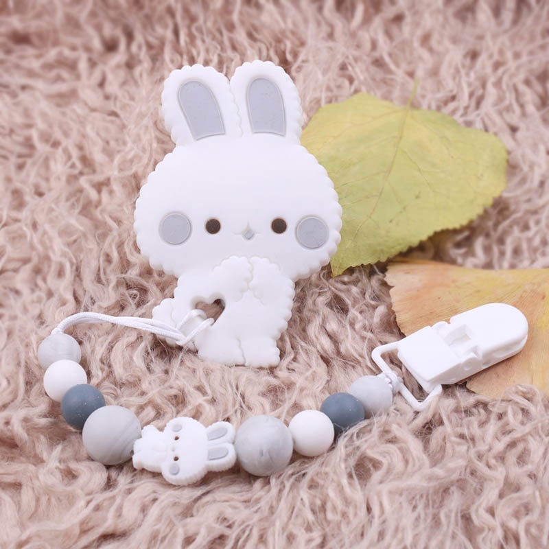 Animal Baby Pacifier Chain Silicone Rabbit Teething Chain Baby Koala Owl Teether Soother Holder BPA Free Baby Teether For Gift