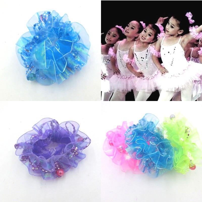Girls Elastic Hair Bands Children's Scrunchies Bracelet Jewelry Children's Dance Headdress Performance Floral Headdres