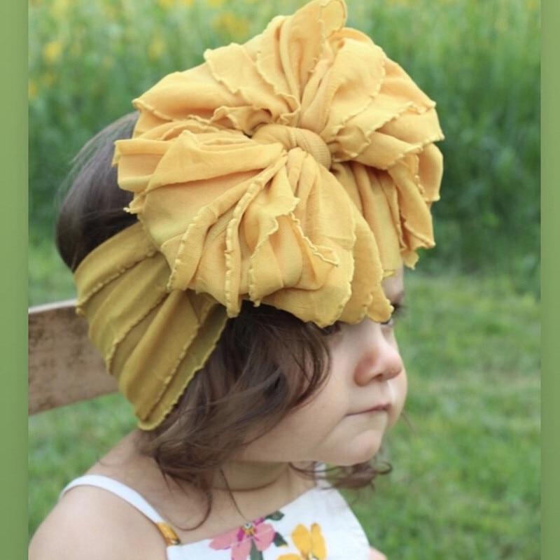 GZhilovingL Boho Newborn Baby Cotton Big Bows Headband For Girls Infant Soft Knot Hair Band Accessories Kids Turban 0-2 Years