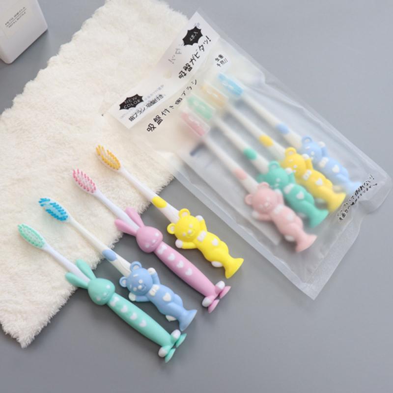New 4pcs Household Cartoon Toothbrush Soft-bristled Cute Clean Teeth Silicone Brushing Training Toothbrushes 2020 Dropship