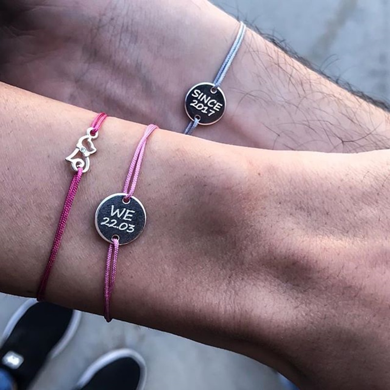 couples bracelet Custom women Personalized Engraving Custom name bracelet letter Stainless Steel red black rope bracelet women