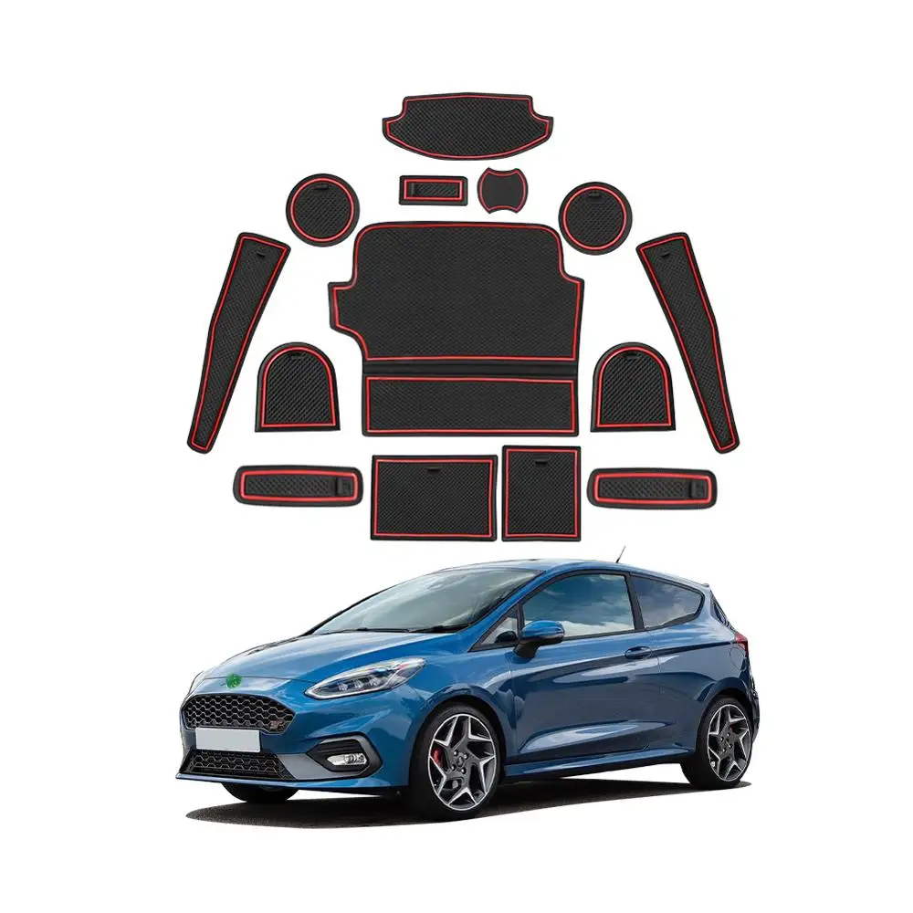 LFOTPP Car Door Groove Mat for Fiesta MK8 2017-2022 Anti-Slip Rubber Gate Slot Pad Auto Interior