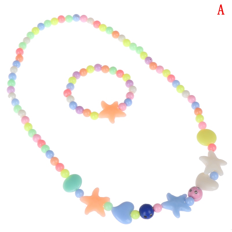 1Set new child beads necklace colorful girls bubblegum handmade for kids toy