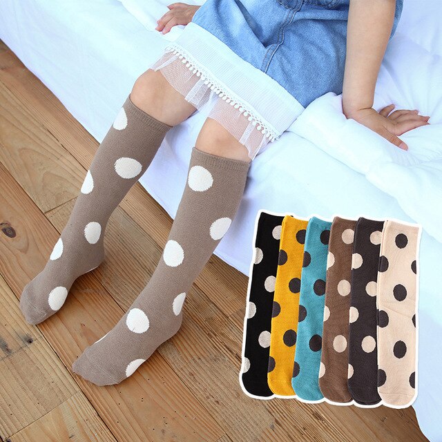 3-12 years old girl socks spring and autumn Korean big dot cotton socks baby dot socks children baby tube socks