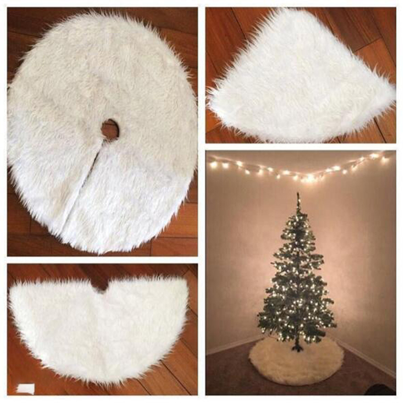 2020 Hot Sale Pure White Snow Plush Christmas Tree Skirt Base Floor Mat Cover Party Decor