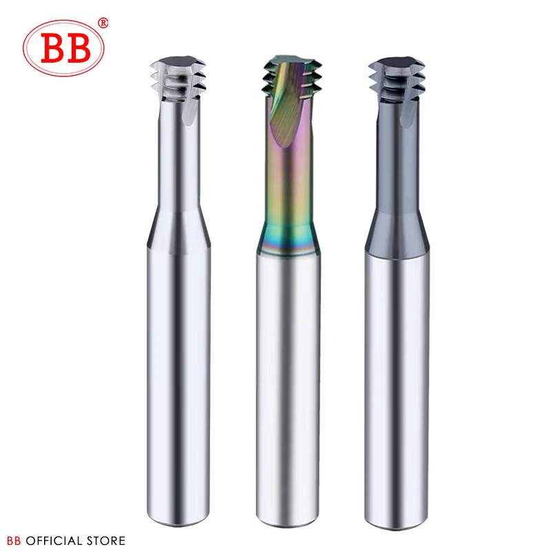 BB Thread Mill Coated Solid Carbide 3 Teeth Miniature ISO UNC UNF Pitch CNC Internal Machining
