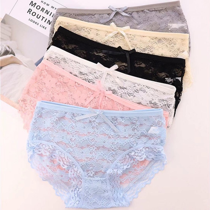 4pc/lot Soft Briefs Lace Young Solid Color Summer Little Girl's Big Girl's Underwear Hipster 10-16Years