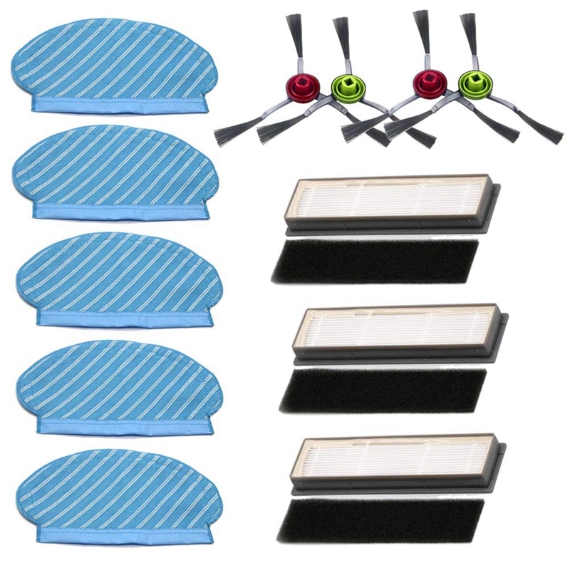 Mopping Cloth Filters Side Brushes Set for Ecovacs Deebot OZMO 920 950 Vacuum Cleaner Parts, 3XFilters, 4XSide Brush, 5XMop Clot