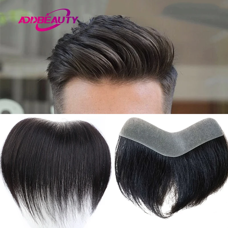 Men Toupee 100% Human Hair Piece V Loop Front Toupee for Men Thin Skin PU Men Wigs 6inch Remy Hair