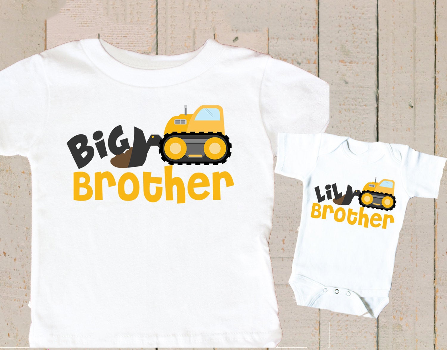 Big brother Little Brother Gift construction truck t-shirt Big Brother Little Brother tops Personalized matching outfits