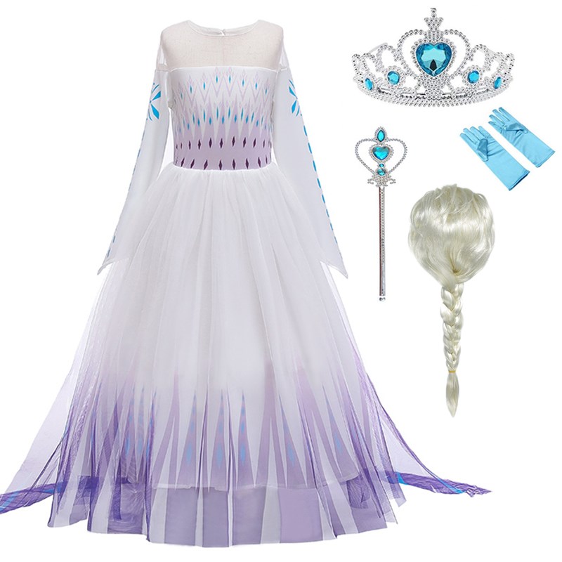 White Elsa Dress snow World Elsa 2 Role Playing Costumes Fancy Toddler Winter New Princess Dress Elsa Anna Game Cosplay Clothes