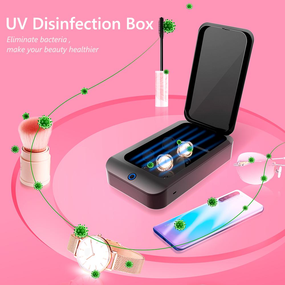 X2 UV Phone Sanitizer Mask Box Jewelry Phone Toothbrush Watch Cleaner Personal Sterilizer Disinfector Onebutton UV Sterilization