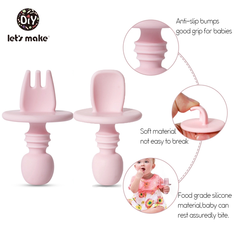 Let's Make Children's Tableware Baby Dishes Set Silicone Fork Spoon Set Feeding Food Children's Dishes For Games 