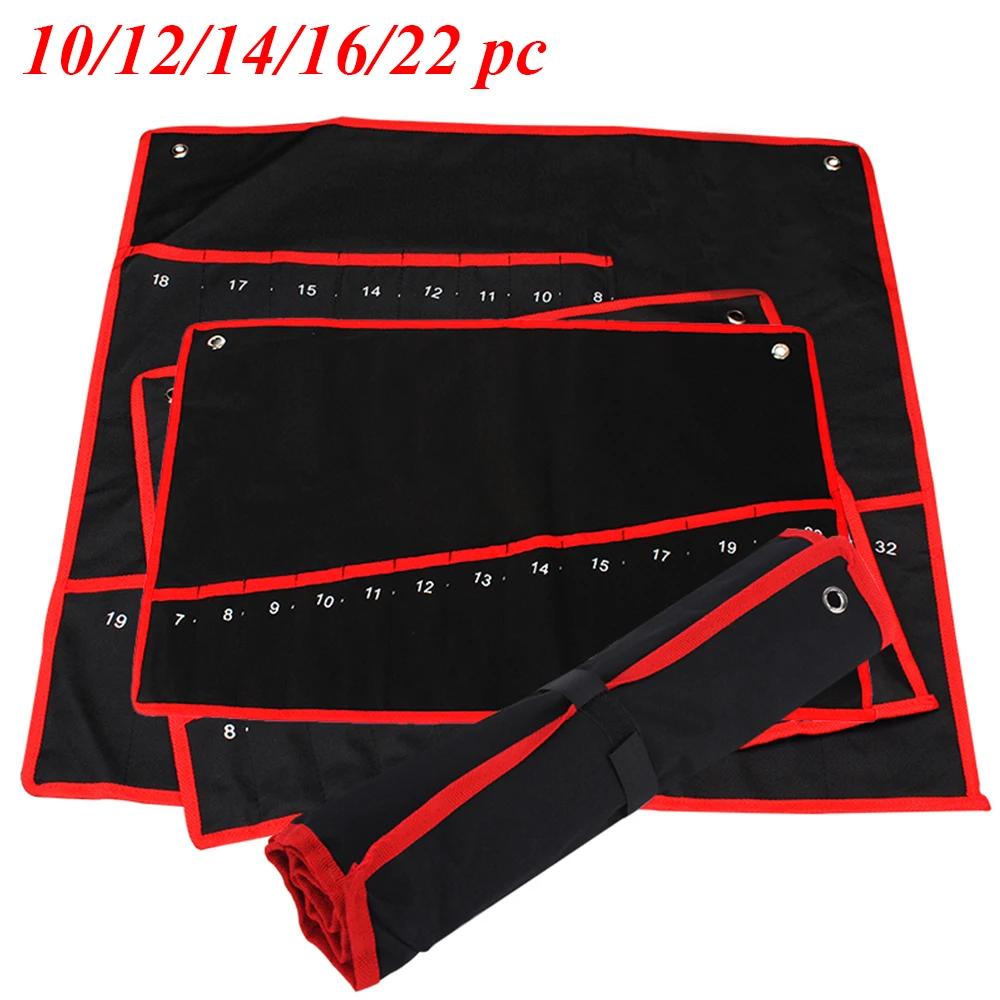 Practical Canvas Wrench Tool Bag Storage Roll Up Foldable Spanner Organizer Pouch Case Hand Tools