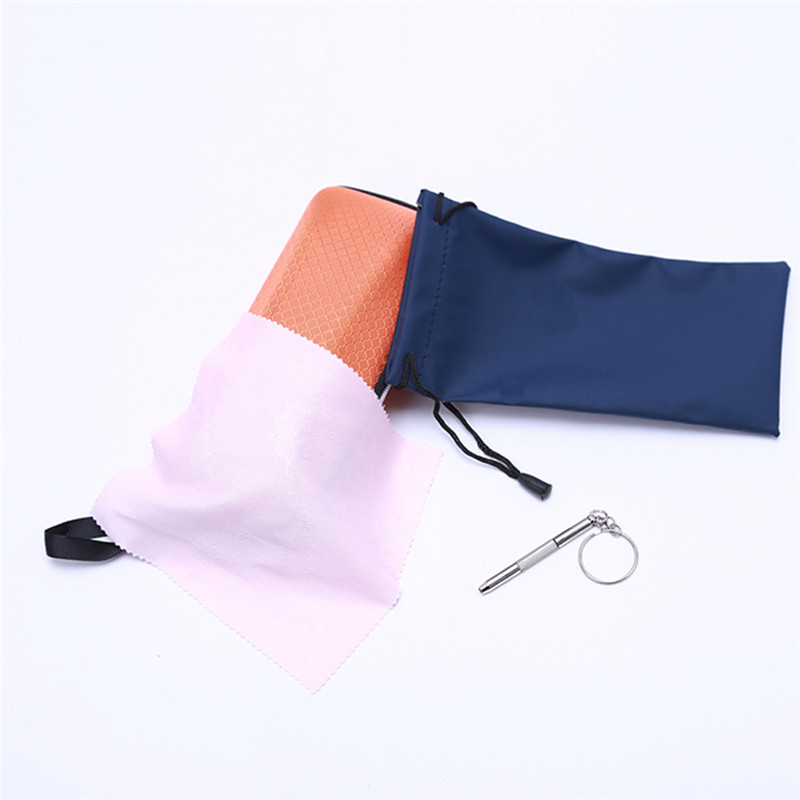 Teether Glasses Case Upscale Large Capacity Case Zipper Plaid Glasses Cloth Repair A Screwdriver Glasses