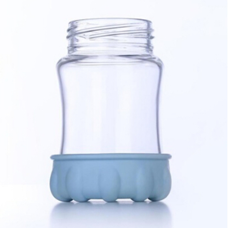 New 2020 Supplies Style Silicone Baby Bottle Base Cover Wide Mouth Glass Baby Bottle Anti Fall Explosion Proof