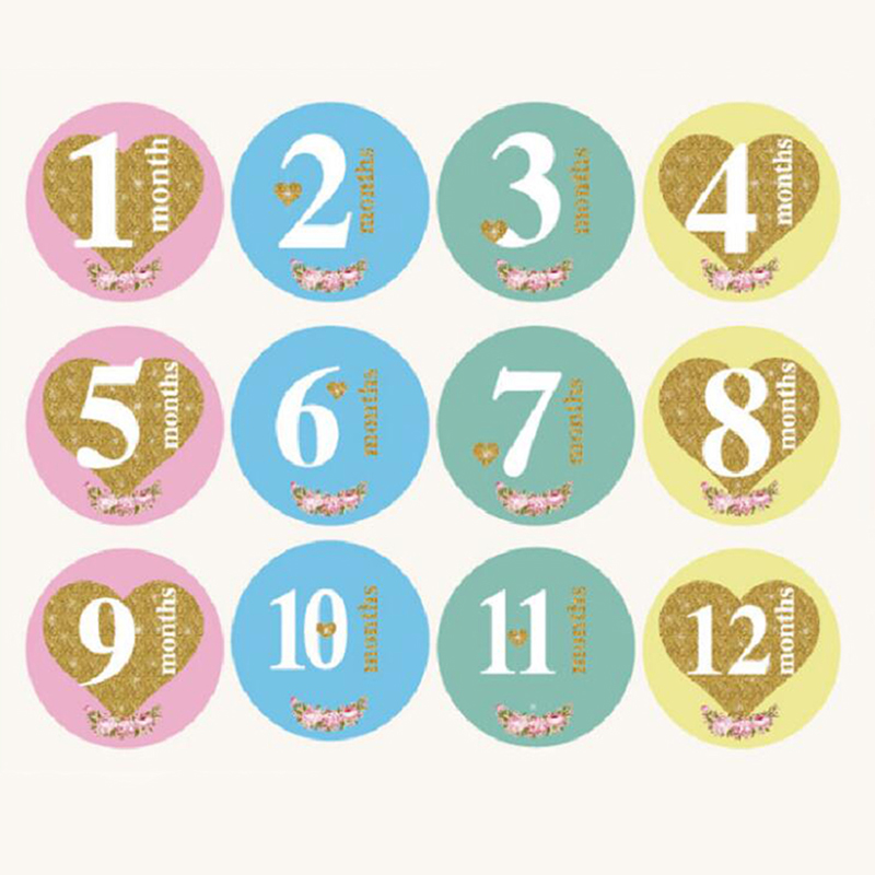 Month Card Pregnant Woman Monthly Funny Cartoon Record Newborn Growth Album Photography Stickers Infant Photo Cards